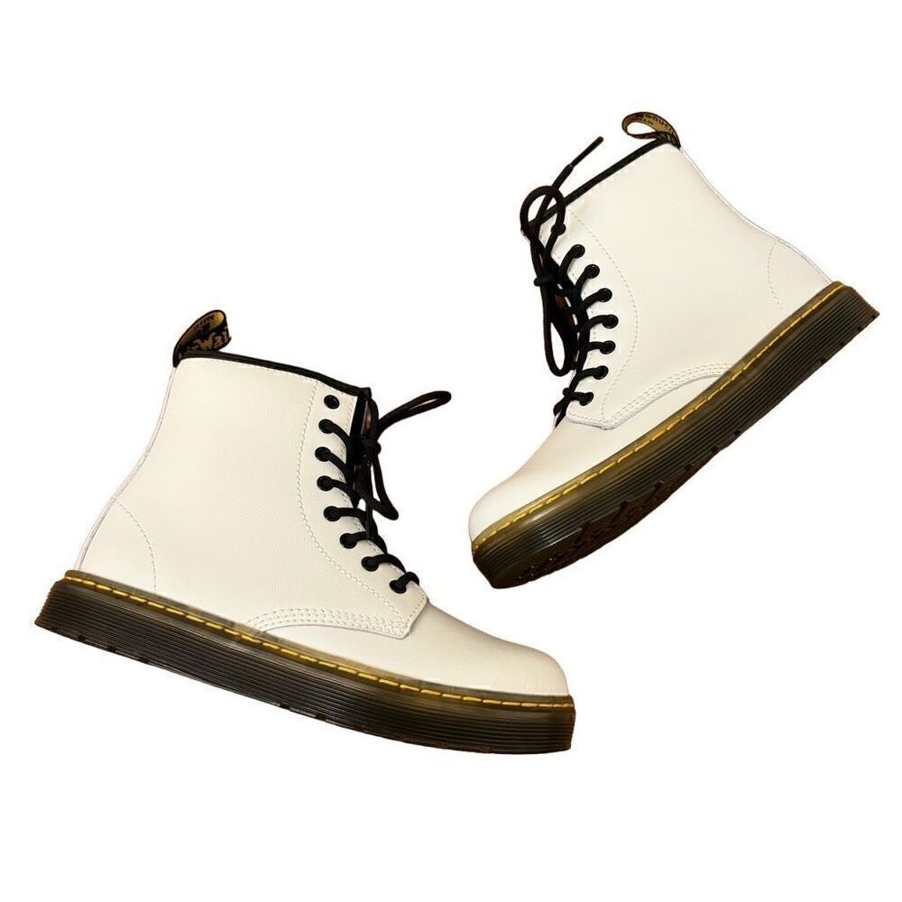 Dr. Martens Zavala Combat Boots White NEW‎ Kids Size US 3